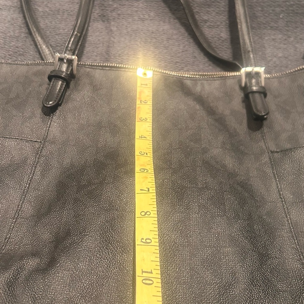 Michael Kors Black Tote Bag with MK logo throughout bag. - Picture 14 of 16